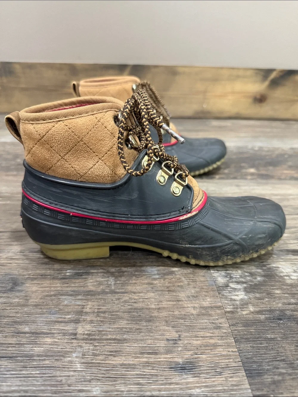Tommy Hilfiger Brown and Black Winter Rain Duck Boots
